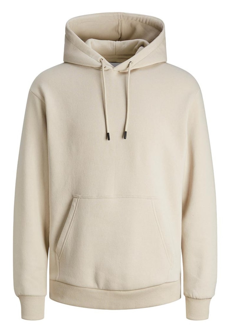 Hanorac barbati bej - bumbac - design modern - gluga integrata - set cu buzunar tip cangur