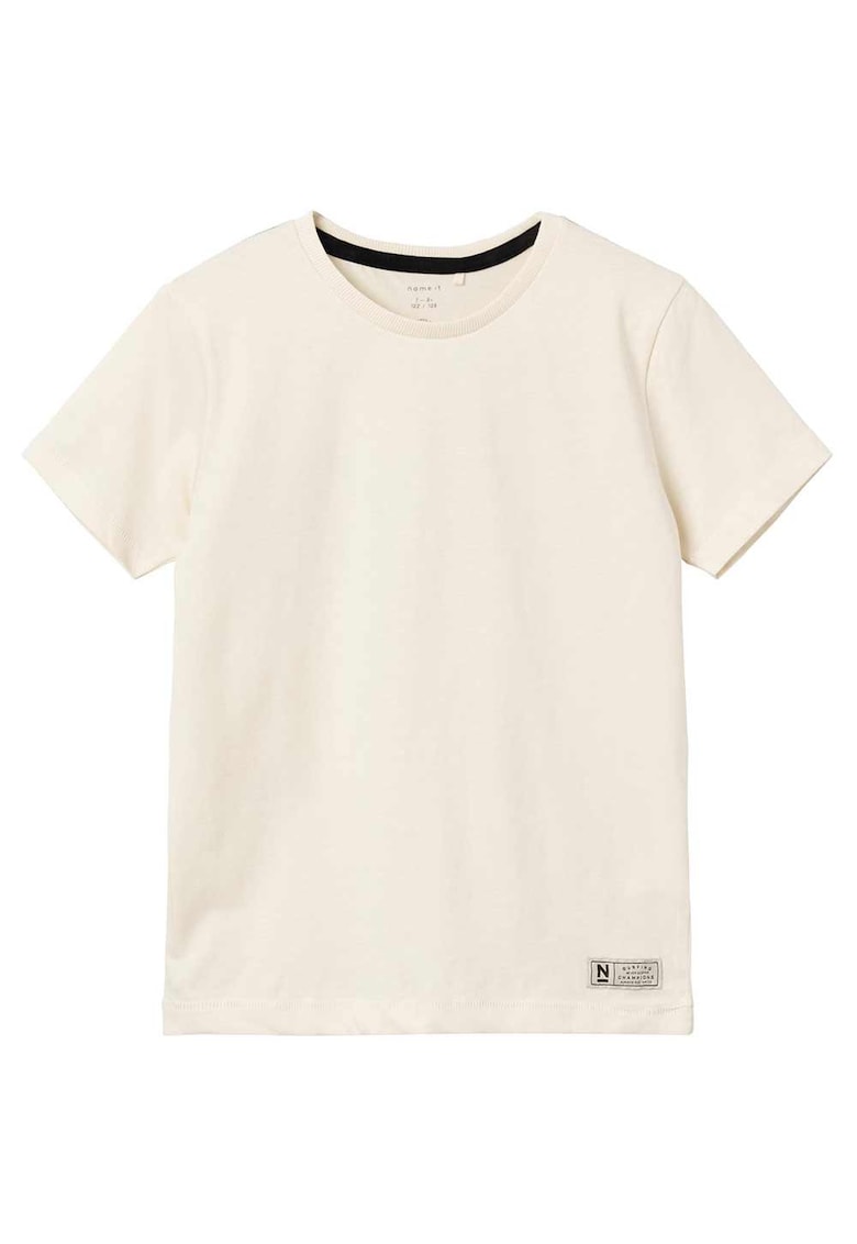 Tricou copii croiala lejera - decolteu rotund - crem - bumbac organic