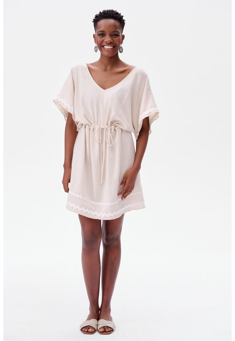 Rochie cu amestec de in Aurelia Mini - Bej