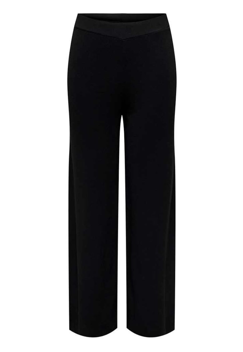Pantaloni dama tricotati - confortabili - negru - 100% poliester