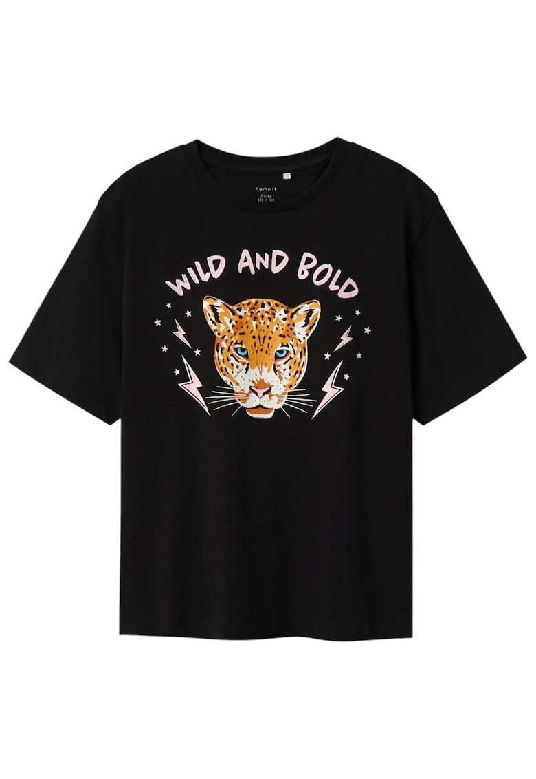 Tricou copii maneca scurta - croiala regulata - negru - bumbac