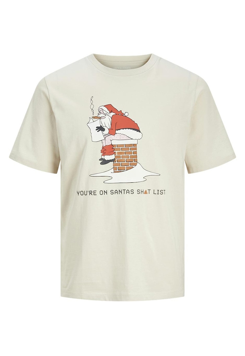 Tricou barbati - design festiv - elastic - grej - bumbac