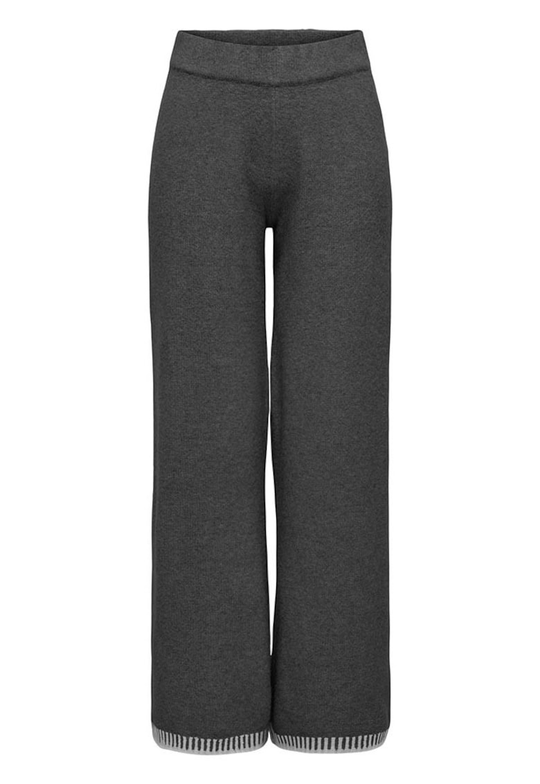 Pantaloni dama tricotati - talie inalta - poliester-acril-nailon-lana-elastan - negru