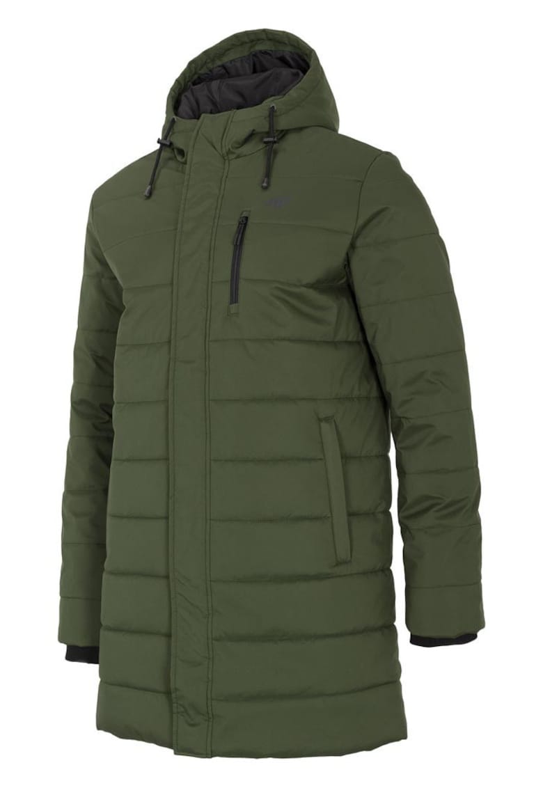 Jacheta barbateasca impermeabila - cu gluga - 3 buzunare - verde - poliester