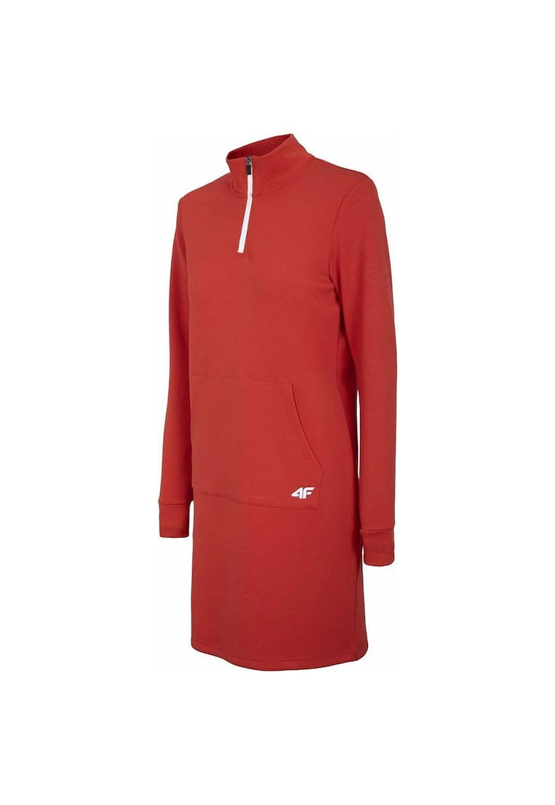 Rochie sport dama buzunar cangur - poliester/viscoza/elastan - rosu