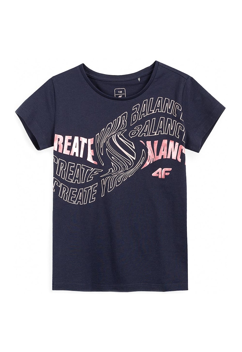 Tricou copii bleumarin - bumbac - pentru fete - HJL21-JTSD001
