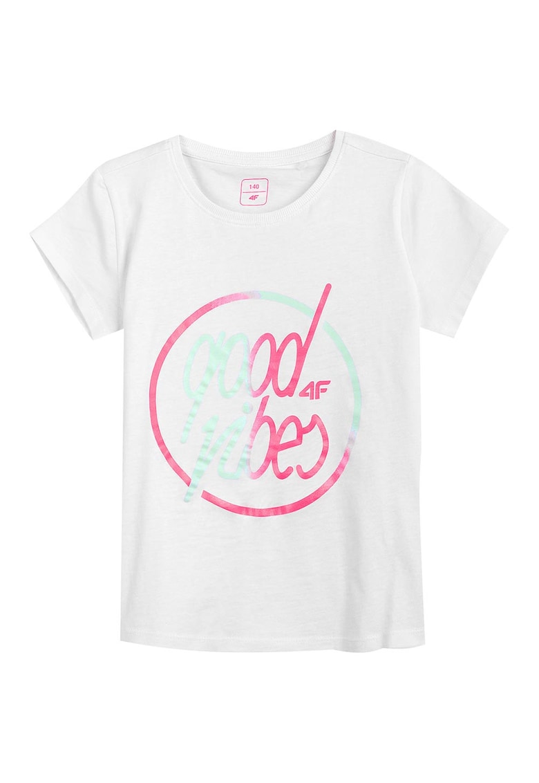 Tricou copii maneca scurta - decolteu rotund - alb - bumbac - HJL21-JTSD010
