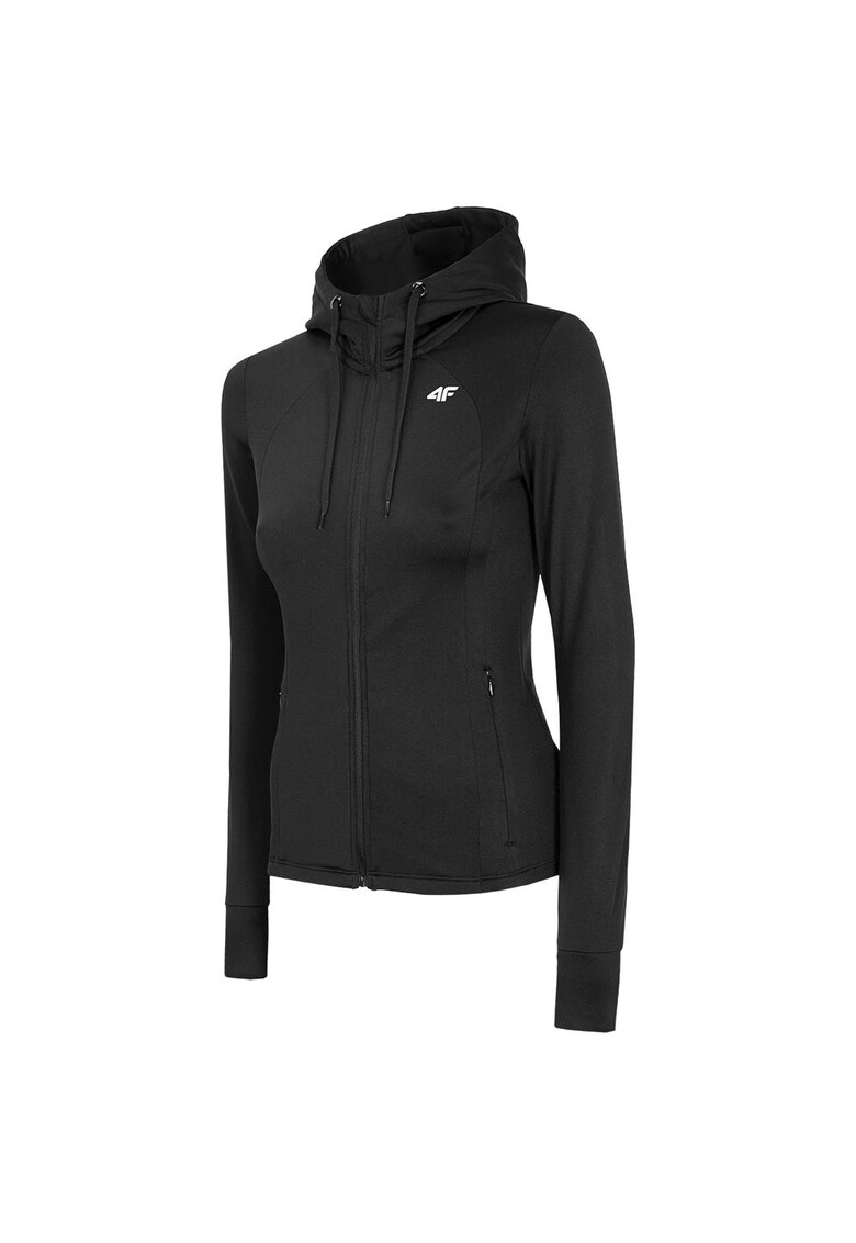 Hanorac sport dama gluga - material elastic - negru - poliester -