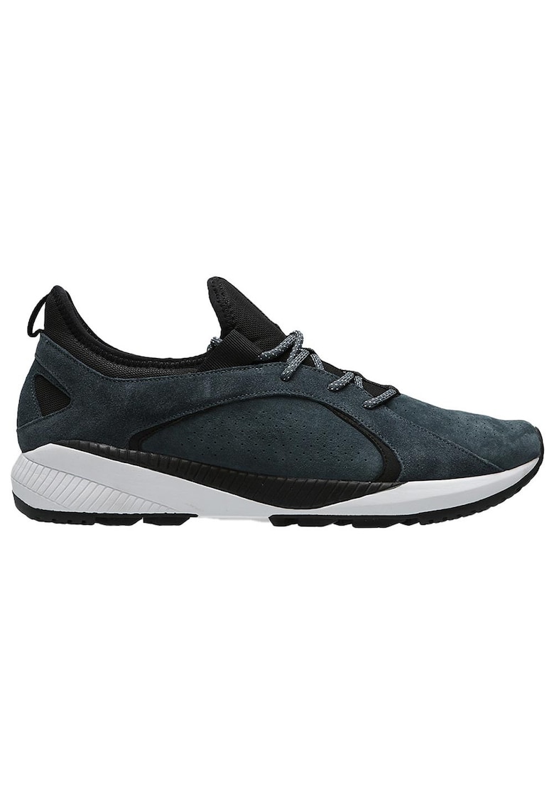 Pantofi sport barbati design fara maneci - piele nubuck - bleumarin inchis - talpa moale din cauciuc