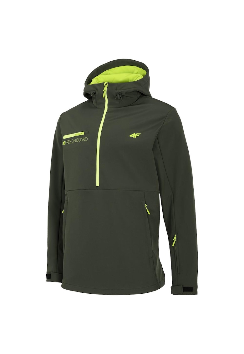 Geaca sport model H4Z20-SFM001F - impermeabila - gluga ajustabila - 3 buzunare - kaki - poliester-elastan -