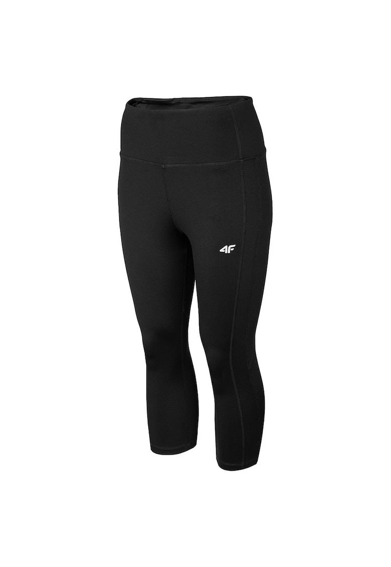 Pantaloni sport dama - 3/4 - elastic - negru - poliester-elastan -