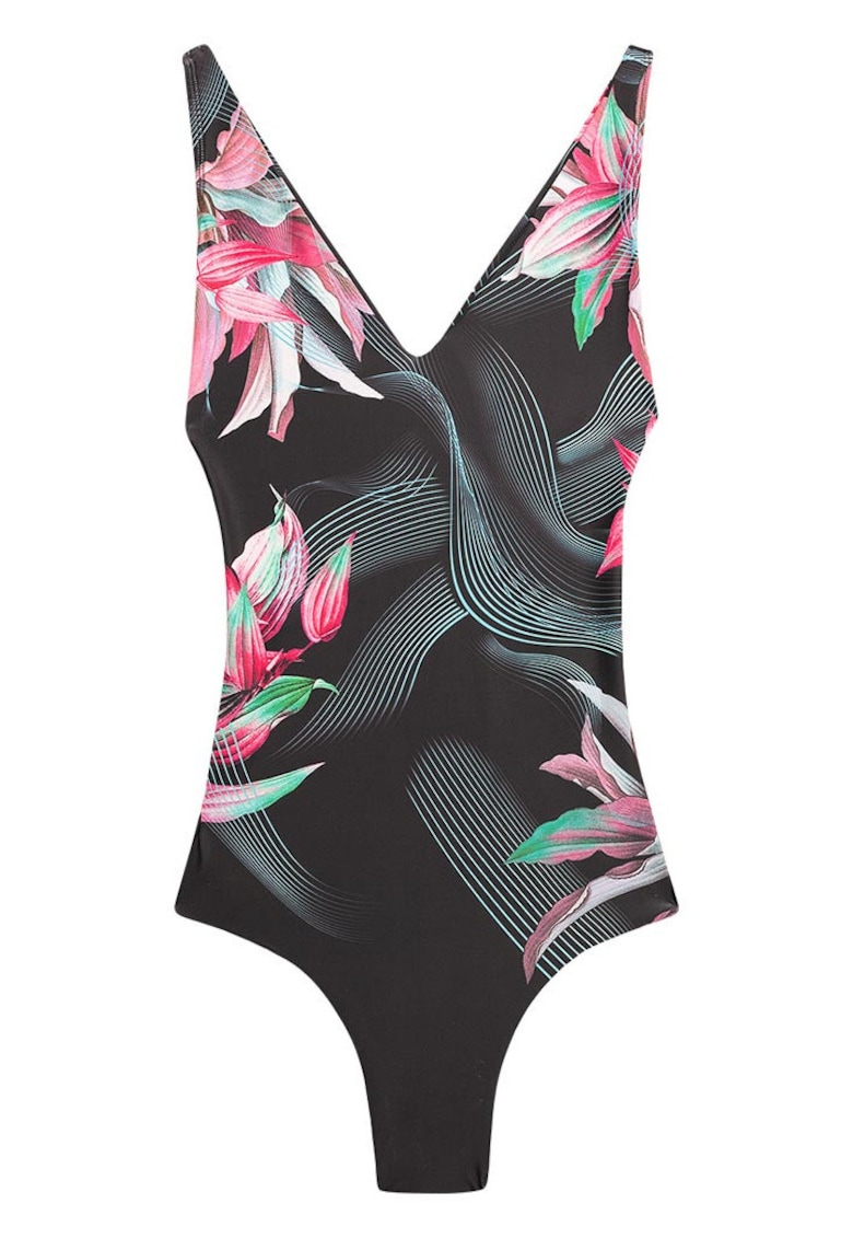 Costum de baie dama unic - decolteu in V - multicolor - material elastic