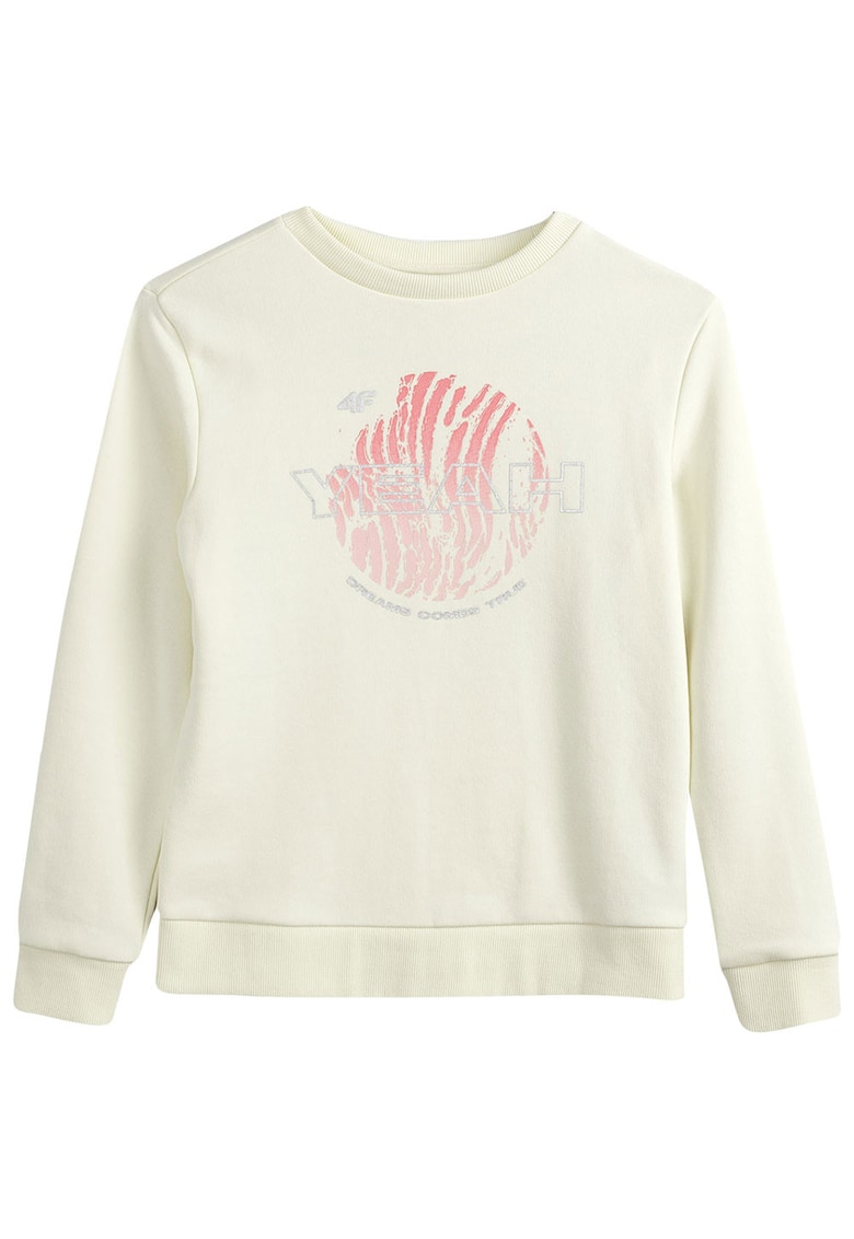 Bluza copii maneca lunga - decolteu rotund - imprimeu - alb - bumbac