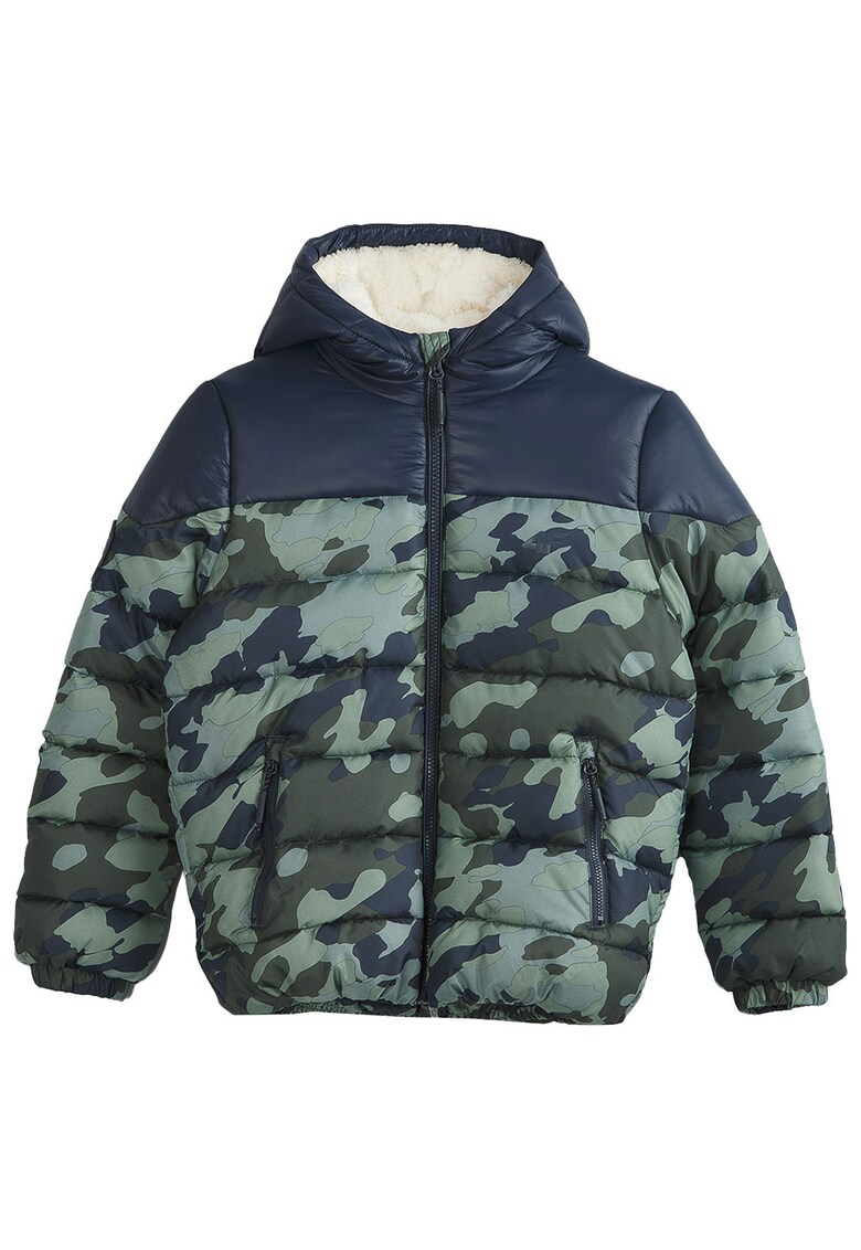 Jacheta sport barbati gluga integrata - hidrofuga - poliester - albastru/verde