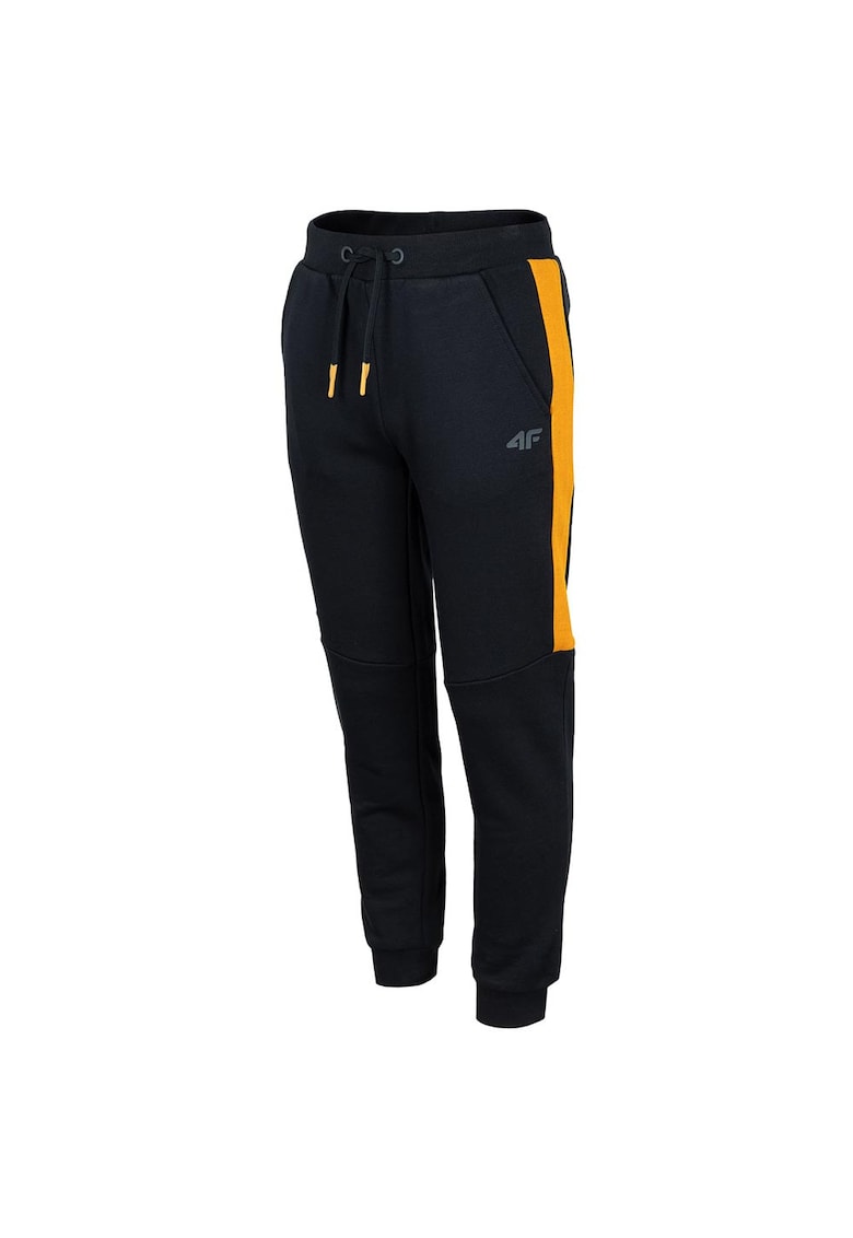 Pantaloni sport copii croiala regulata - talie elastica - bumbac/poliester - albastru/galben