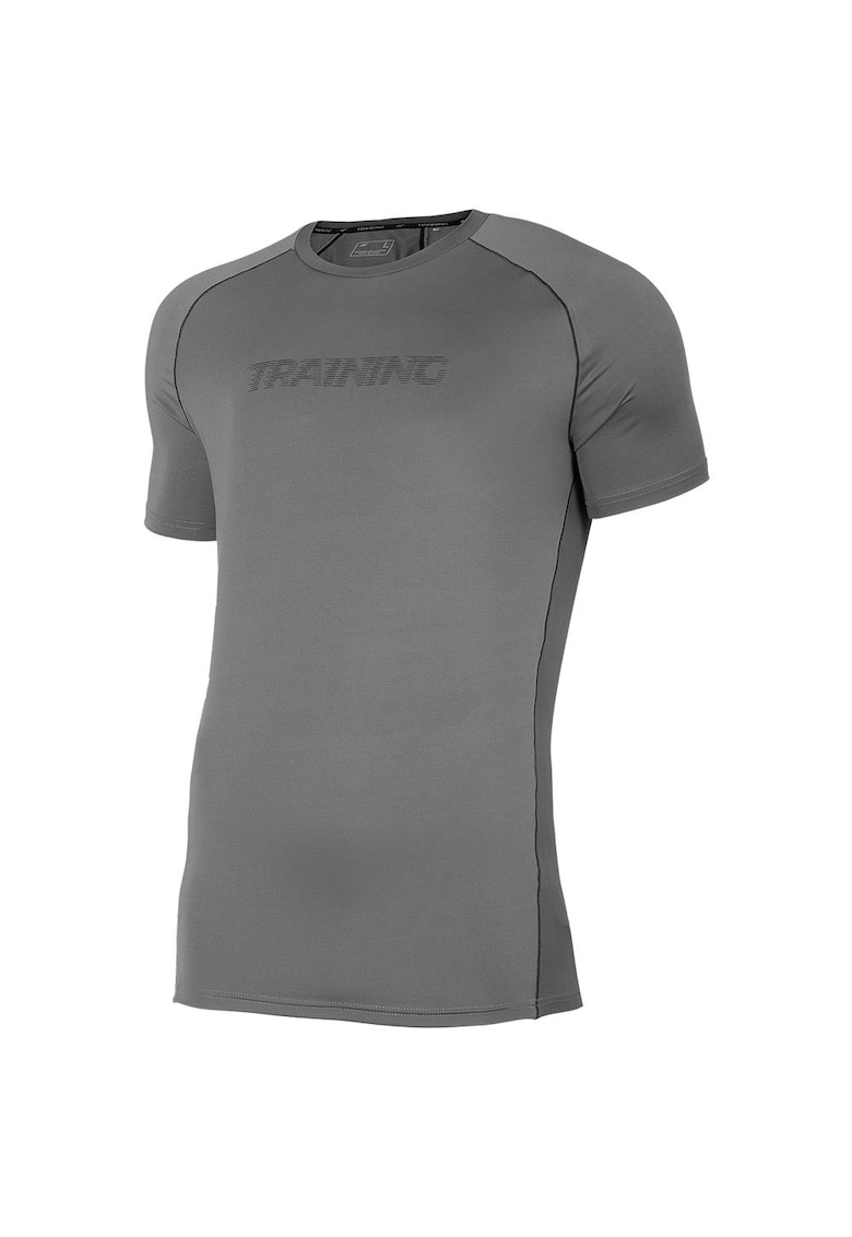 Tricou sport barbati croiala regulata - decolteu rotund - maneci raglan - gri - poliester-elastan -