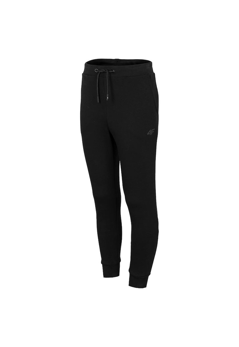Pantaloni sport copii croiala regulata - talie elastica - doua buzunare - negru - bumbac/poliester -