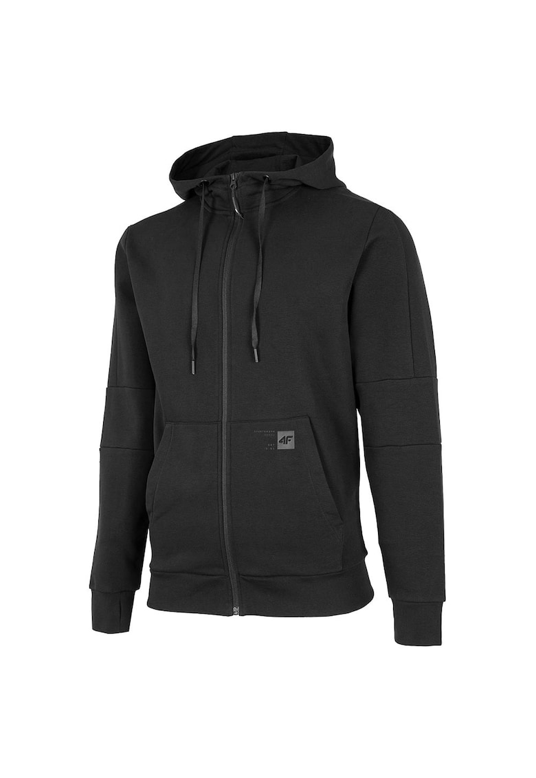 Hanorac sport barbati gluga integrata - fermoar complet - bumbac/poliester - negru