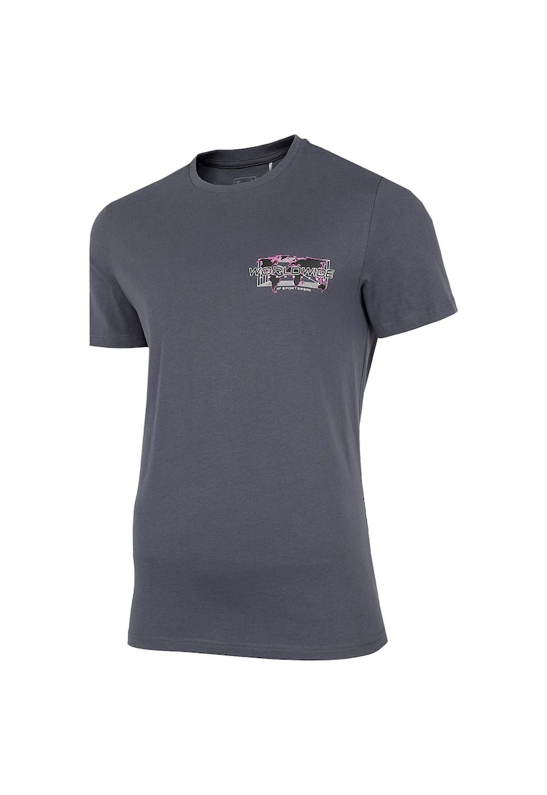 Tricou sport barbati croiala regulata - imprimeu - bumbac organic