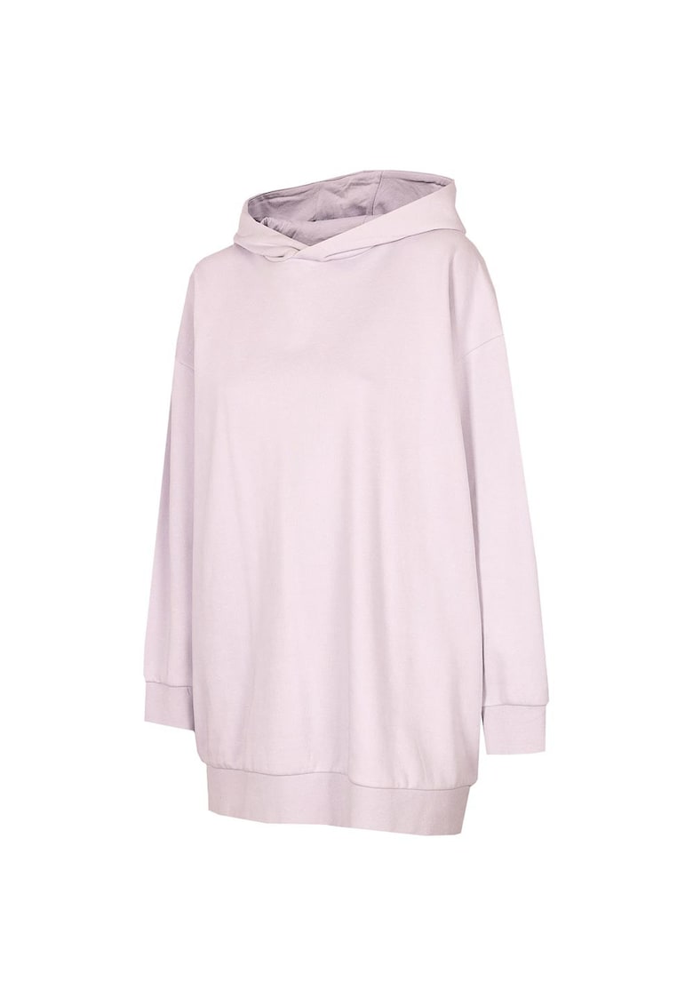 Hanorac sport dama supradimensionat - cu gluga - buzunare laterale - roz - bumbac/poliester