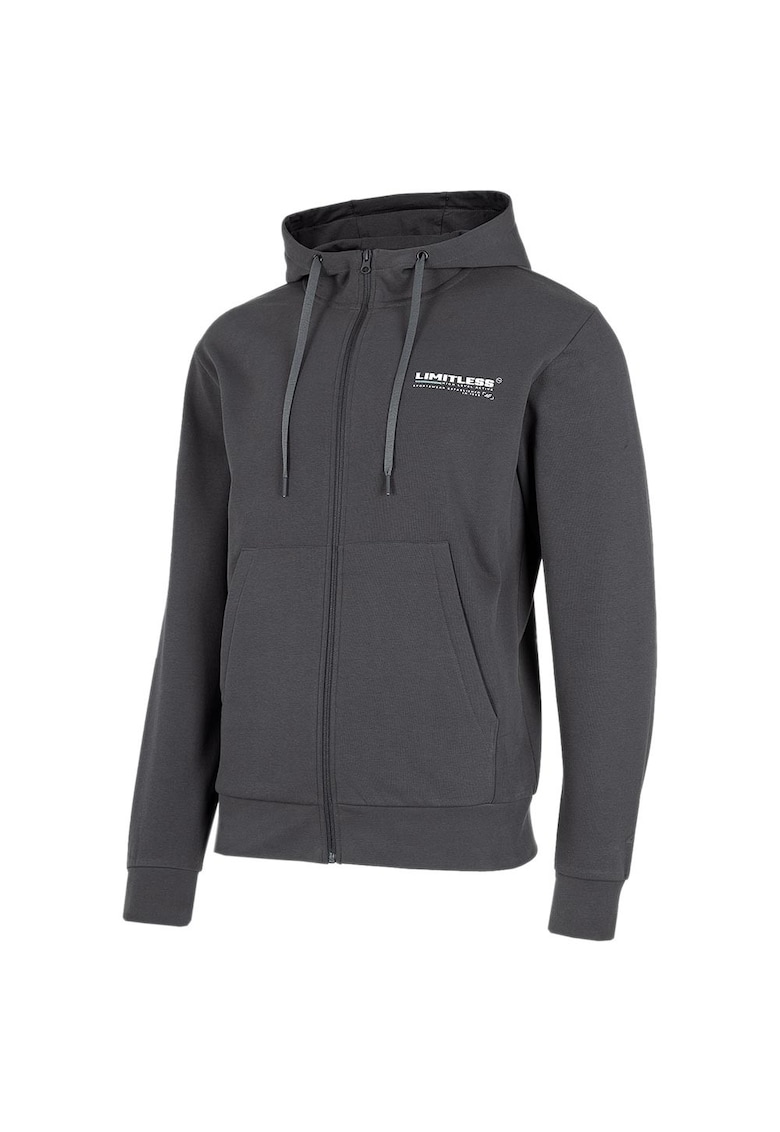 Hanorac sport barbati gluga ajustabila - fermoar complet - bumbac/poliester - gri