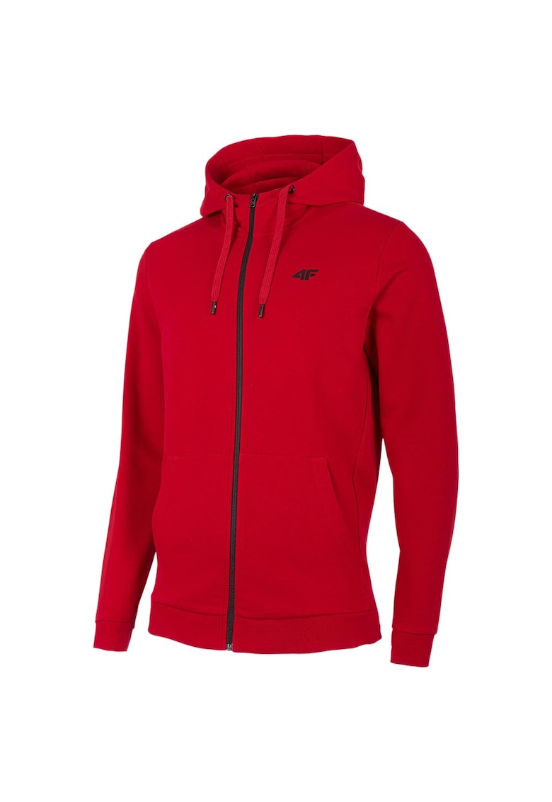 Hanorac sport rosu - bumbac - croiala regulata - gluga cu snur