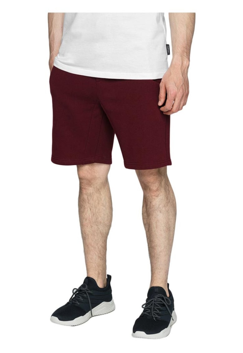 Pantaloni scurti talie elastica - doua buzunare - visiniu - bumbac-poliester -