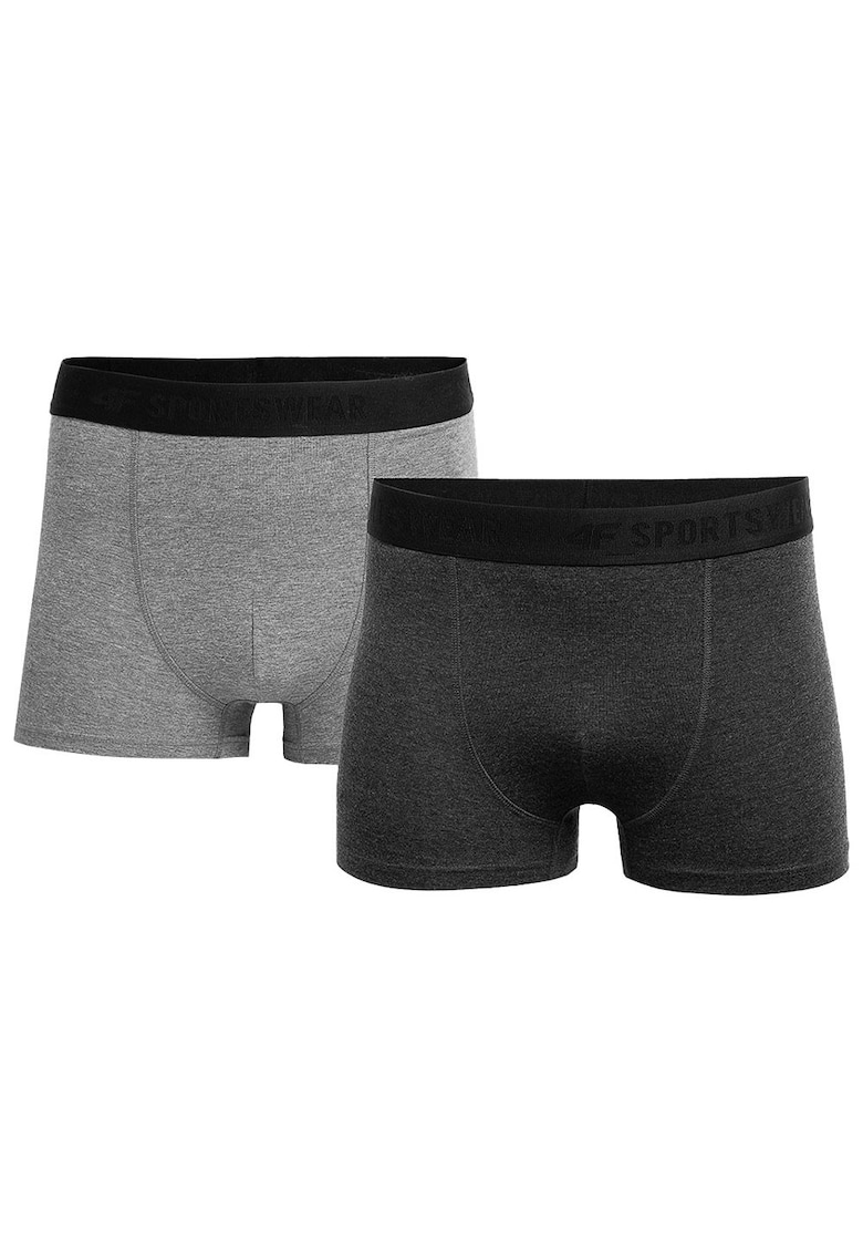 Boxeri barbati - slim fit - elastic - set 2 bucati - negru/gri - bumbac-elastan