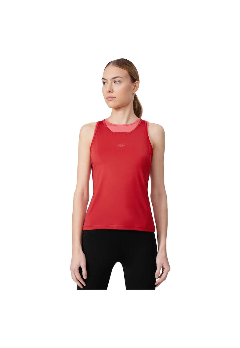 Maiou sport dama decolteu rotund - material respirabil poliester - uscare rapida - rosu
