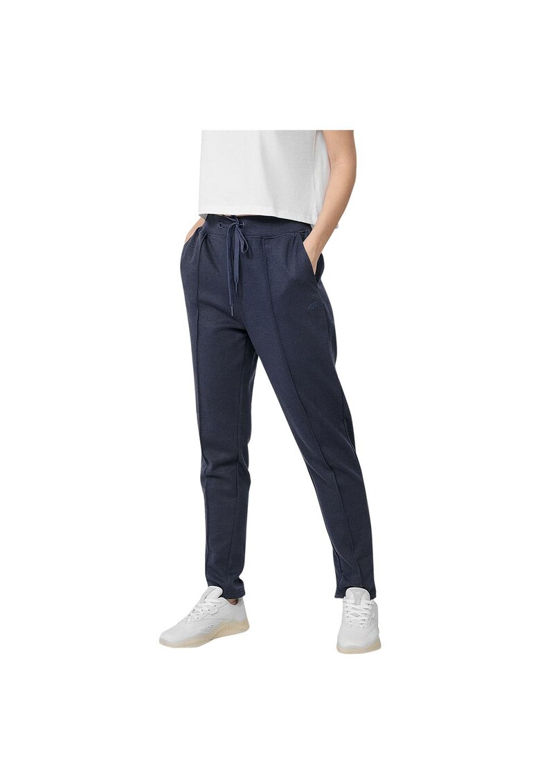 Pantaloni sport dama H4L22-SPDD014 - Poliester/Bumbac - Albastru inchis