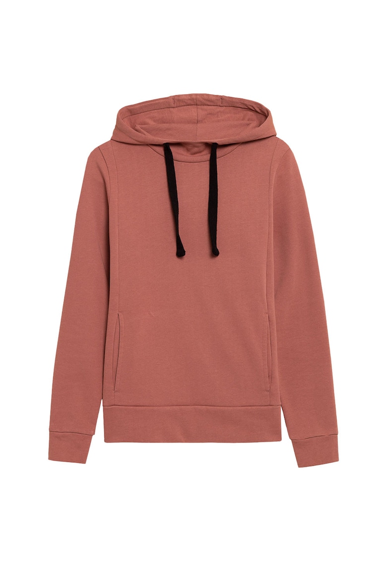 Hanorac sport dama gluga cu snur - bumbac/poliester - maro -
