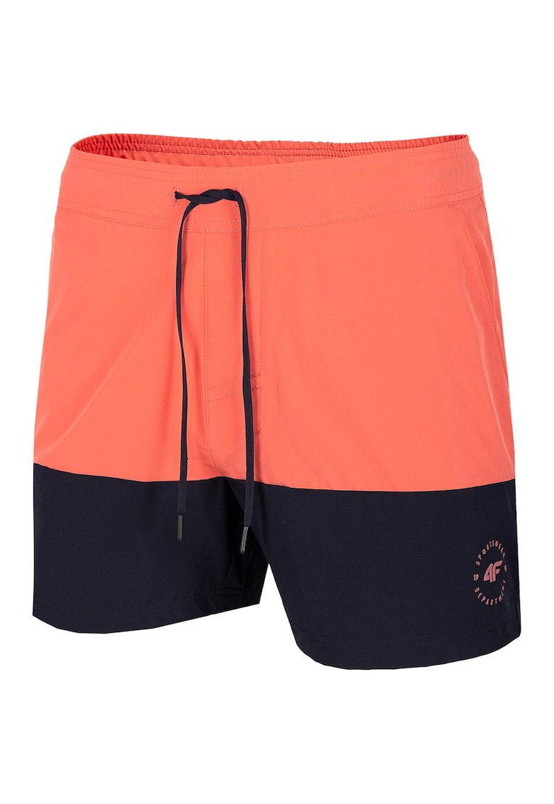 Costum de baie barbati croiala regulata - talie elastica - Negru/Portocaliu