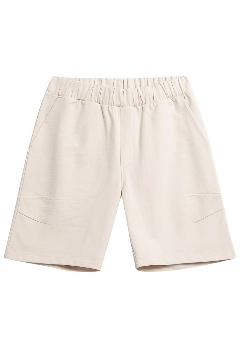 Pantaloni scurti talie elastica - doua buzunare - bumbac/poliester - Crem