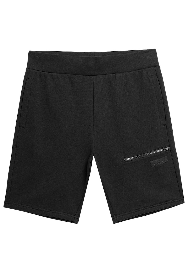 Pantaloni scurti barbati talie elastica - 100% bumbac - doua buzunare laterale - culoare neagra