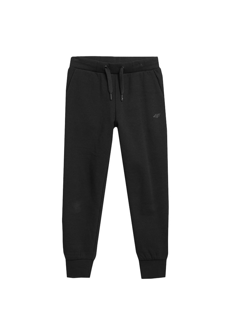 Pantaloni sport copii talie elastica - doua buzunare - negru - bumbac