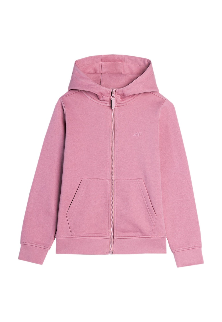Hanorac sport copii 4FJAW23TSWSF636 - cu gluga integrata - bumbac/poliester - roz -