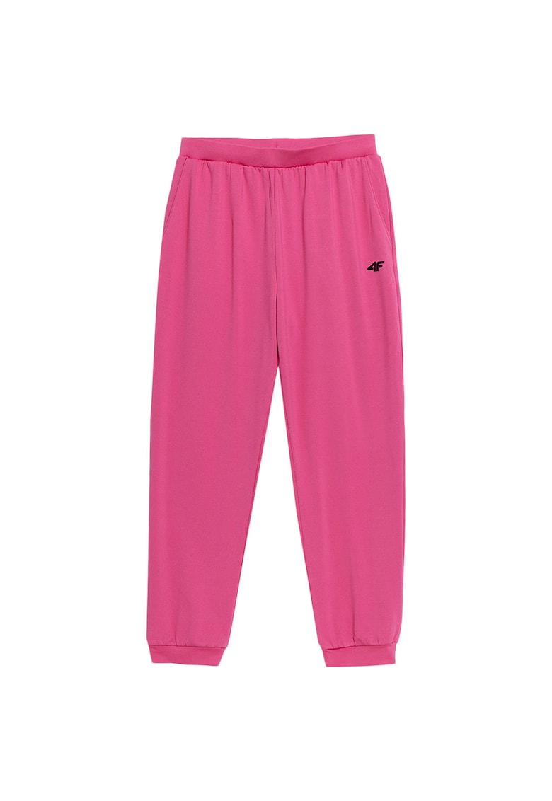 Pantaloni sport copii interior microfleece - talie elastica - poliester - elastan - roz -