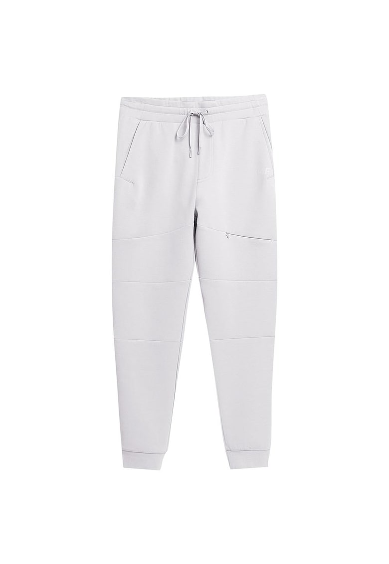 Pantaloni sport barbati alb - elastic - doua buzunare -