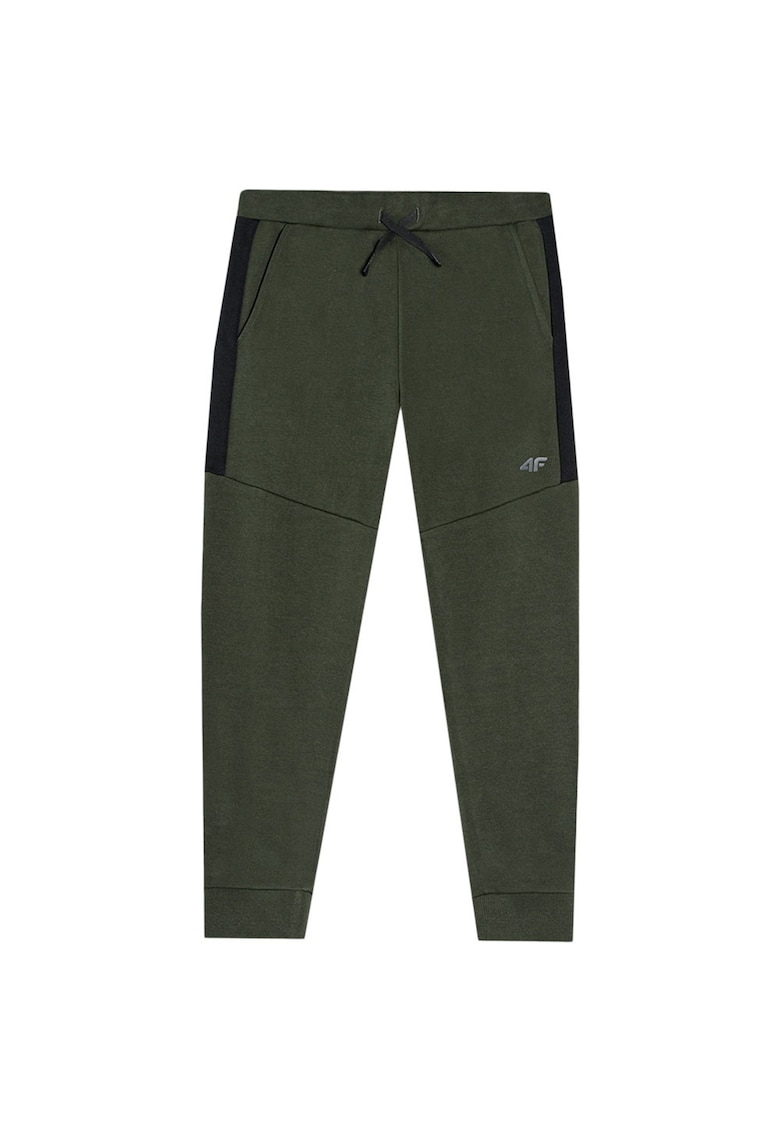 Pantaloni sport copii talie elastica - buzunare laterale - verde - bumbac/poliester