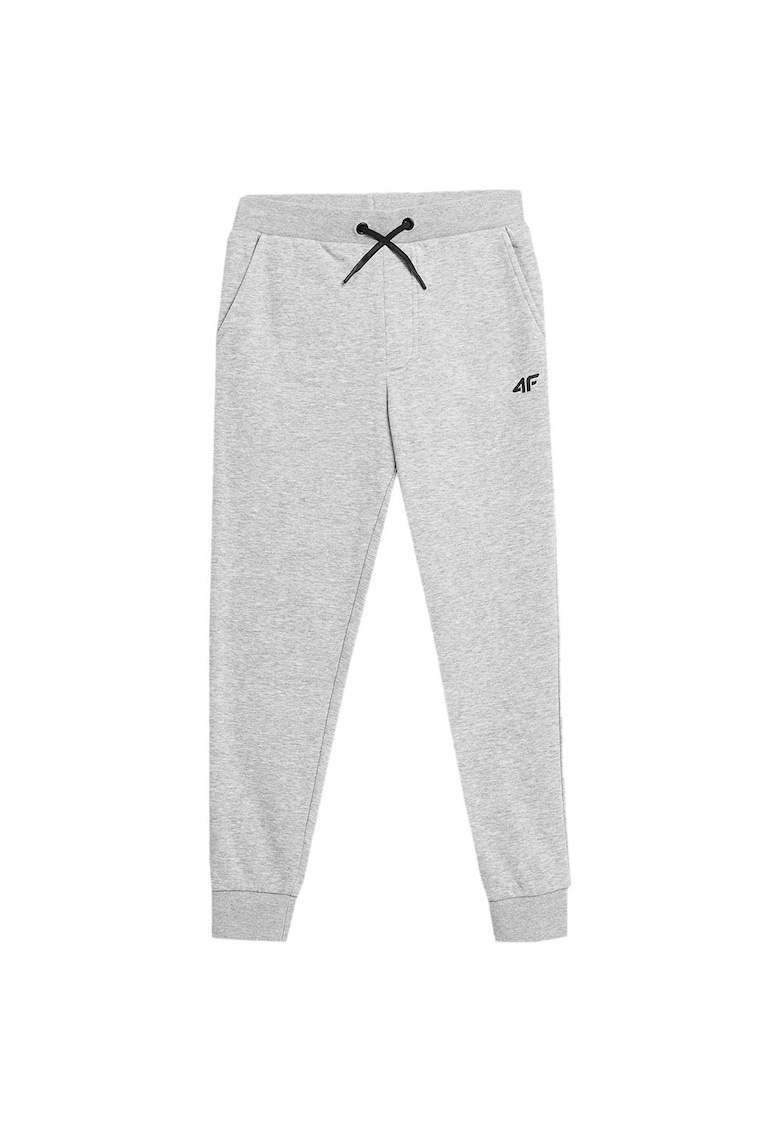Pantaloni sport copii talie ajustabila - interior fleece - bumbac/poliester - gri