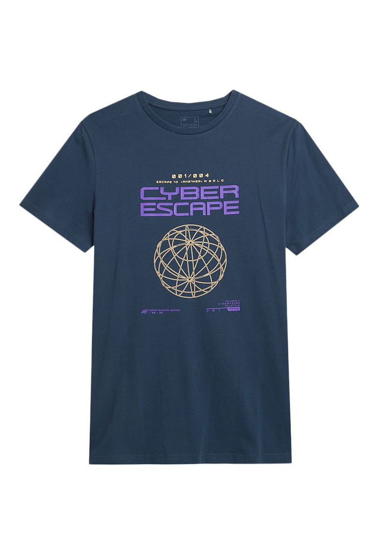 Tricou barbati maneca scurta - albastru - bumbac