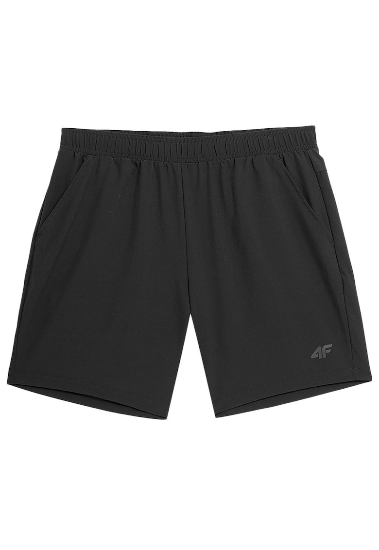 Pantaloni scurti barbati croiala regulata - talie elastica - negru - poliester-elastan -