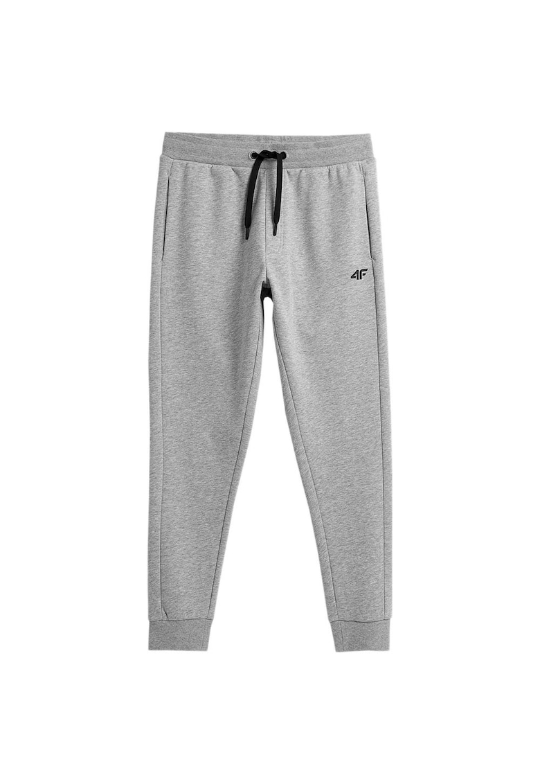 Pantaloni sport barbati 4FAW23TTROM452 - talie elastica - bumbac/poliester - gri