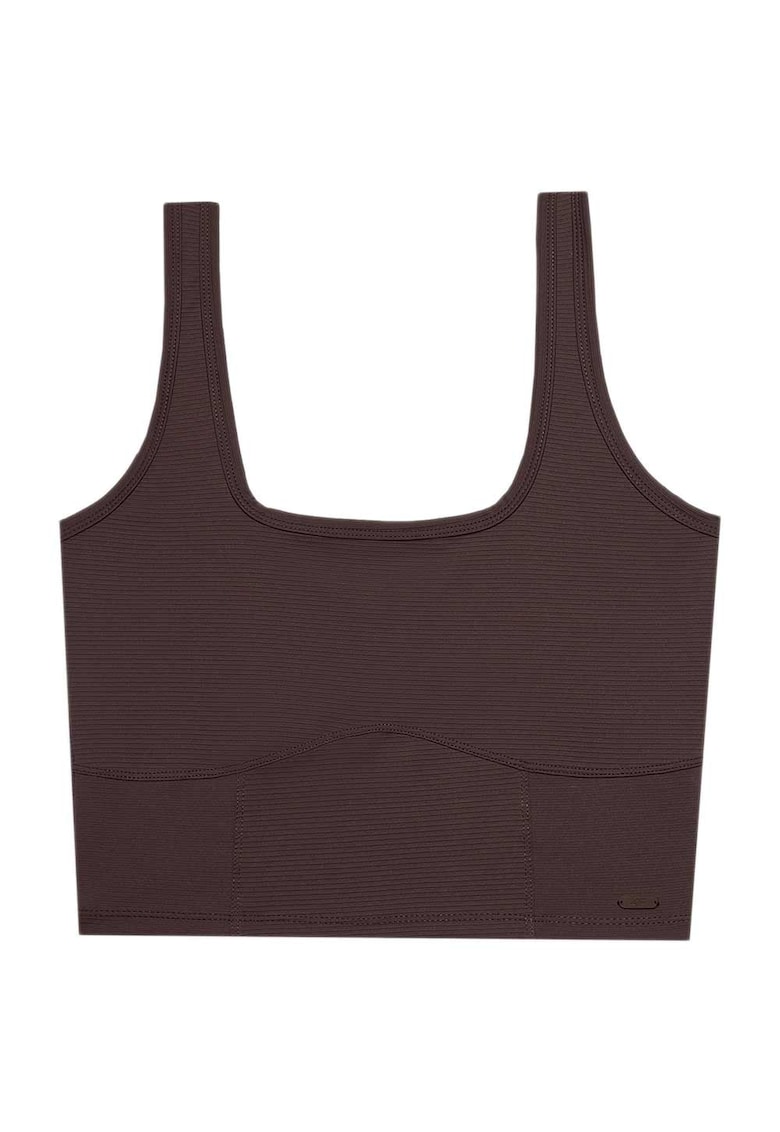 Top scurt croiala slim - elastic - poliamida - pentru femei - maro