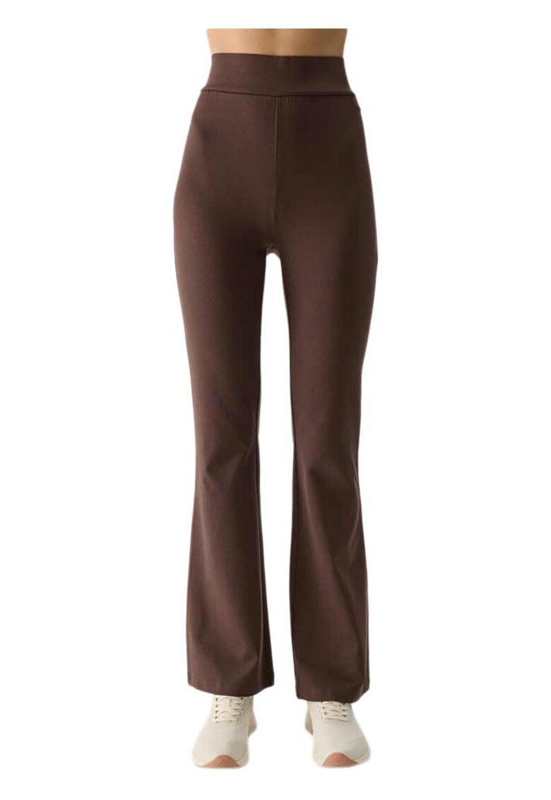 Pantaloni dama talie elastica - bumbac - maro