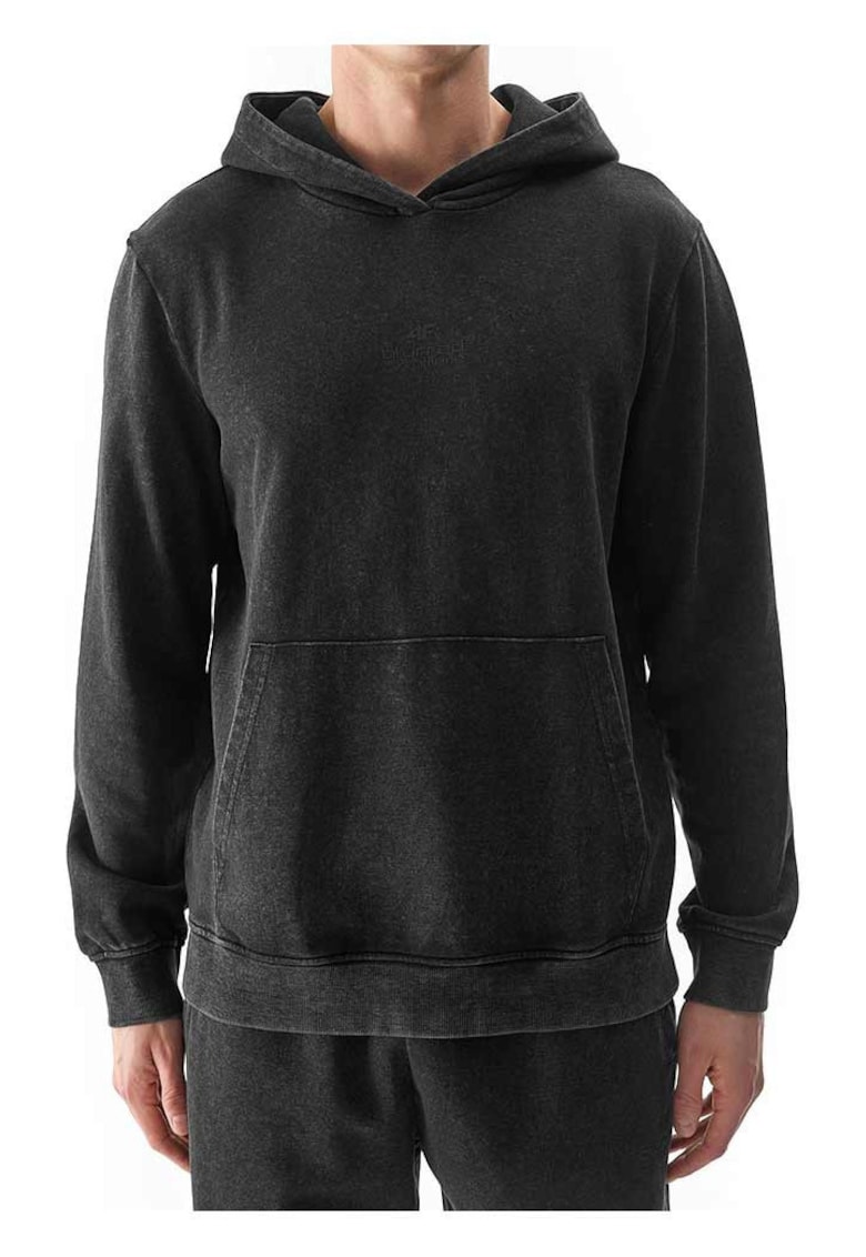 Hanorac barbati negru - bumbac - croiala confortabila - buzunar frontal tip cangur