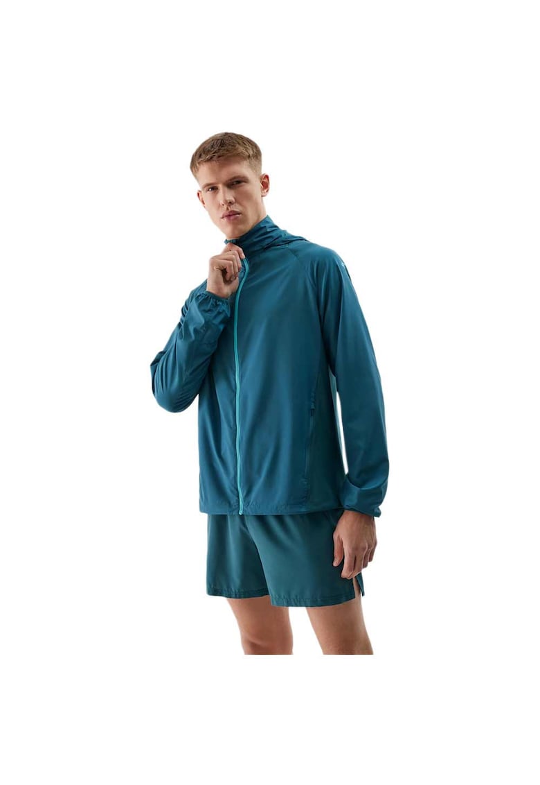 Jacheta sport barbati model 4FWSS24TTJAM433 - gluga ascunsa - elemente reflectorizante - poliamida - albastru -