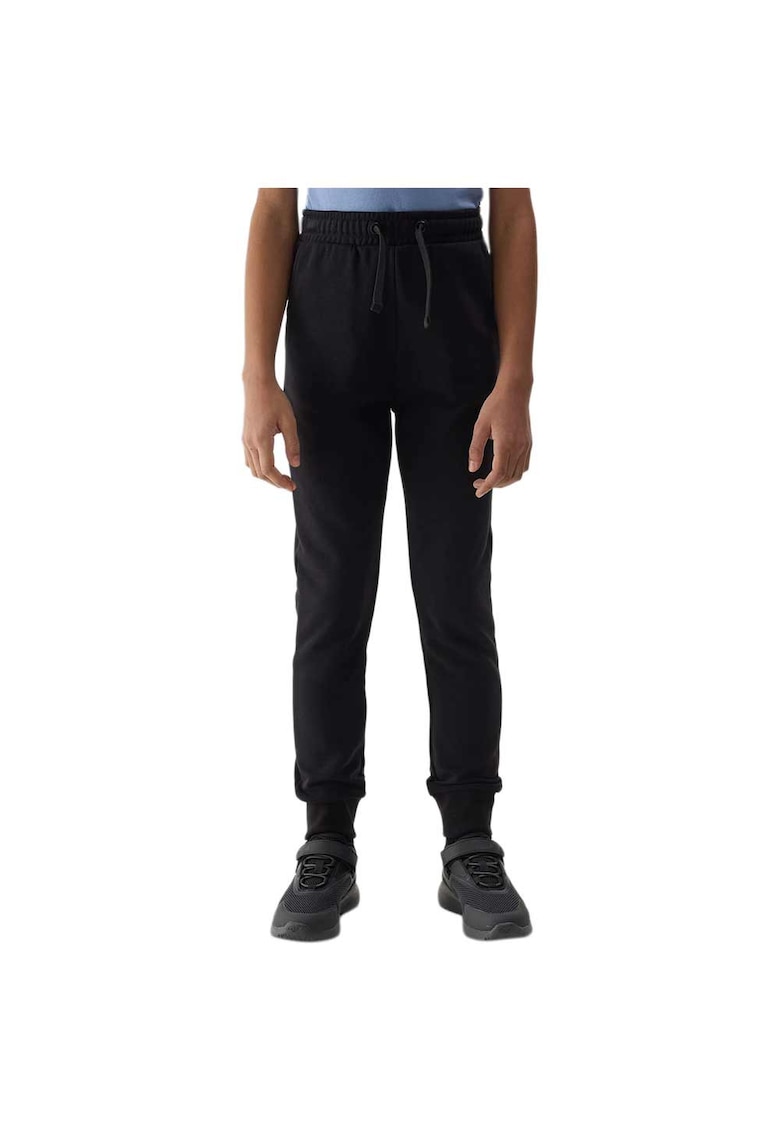 Pantaloni sport copii reglare in talie - doua buzunare laterale - bumbac/poliester - negru