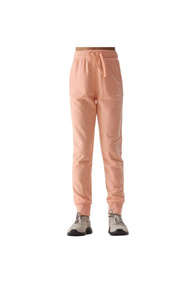 Pantaloni sport copii reglare talie - 2 buzunare - portocaliu - bumbac