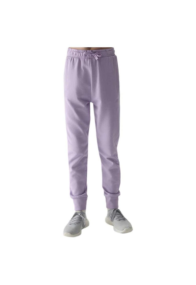 Pantaloni sport copii reglare talie - buzunare laterale - lila - bumbac-poliester
